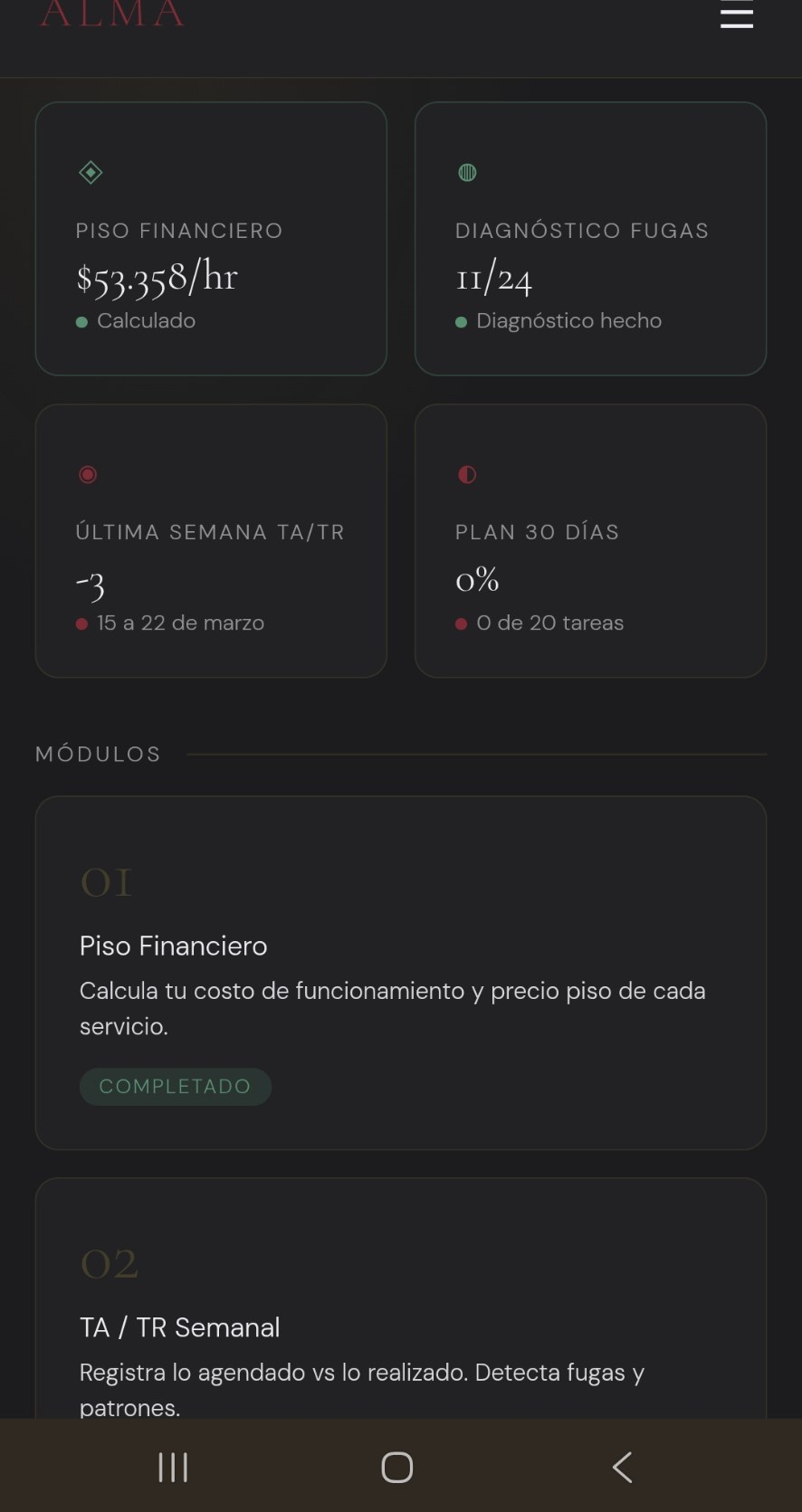 Panel general del Agente ALMA